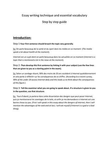 Essay writing technique and vocabulary