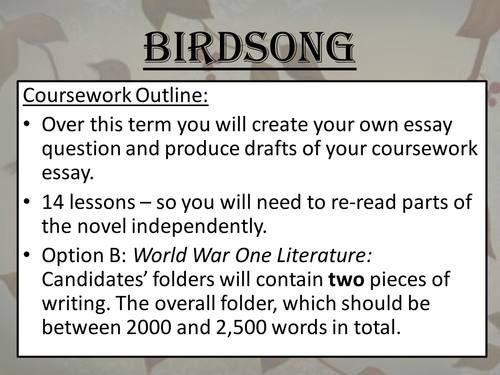 Intro to Birdsong by Faulks