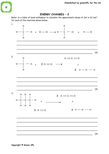 ChemSchool: Energy changes