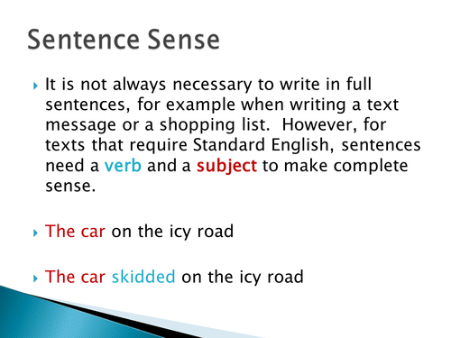 Complete Sentences English Starter Powerpoint Presentation
