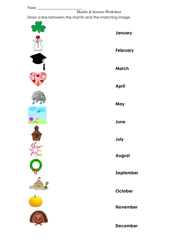 English Months & Seasons Worksheet