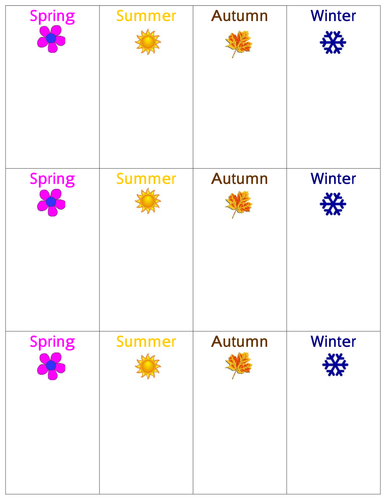English Seasons Chart