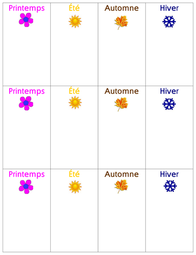 French Seasons Chart