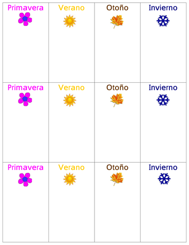 Spanish Seasons Chart