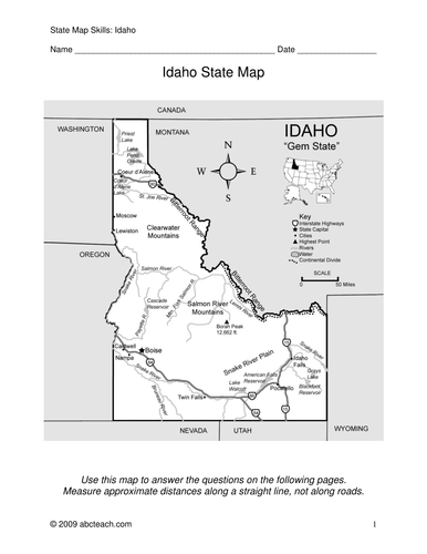 Idaho - Map Skills