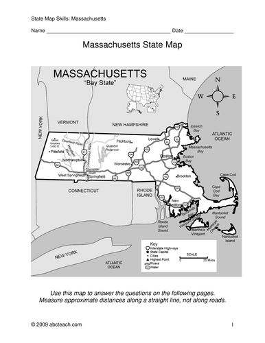 Massachusetts - Map Skills