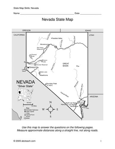 Nevada - Map Skills
