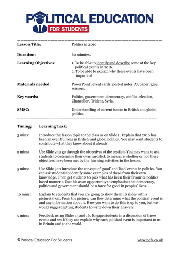 Politics in 2016 | Teaching Resources