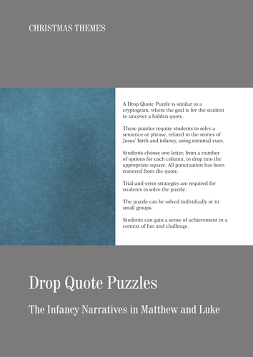 Drop Quote Puzzle on the Birth of Jesus