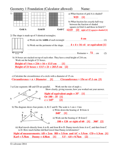 Maths 12 Foundation And Higher Geometry Homework Or Revision Papers For 14 To 16 Year Olds Teaching Resources