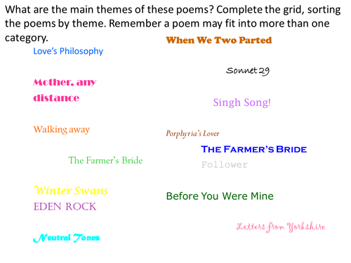 Themes in Relationship Poems