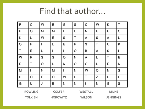 Find the Author Wordsearch Starter