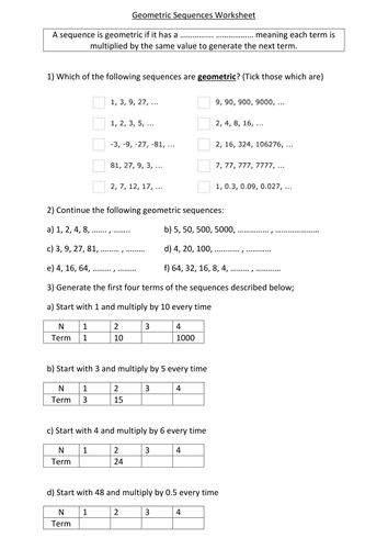 SIMPLE Geometric Sequences Questions