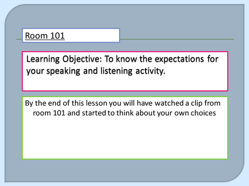 A spoken language activity based on room 101