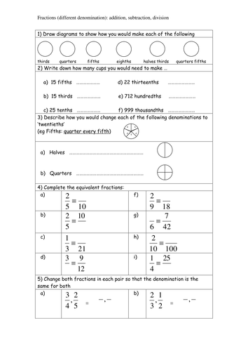 Fractions: Addition, Subtraction and Division