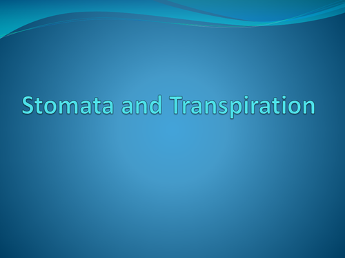 Stomata and transpiration