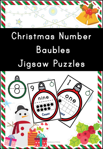 Christmas Bauble Number Jigsaws for EYFS/KS1