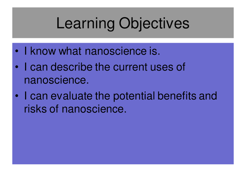 GCSE AQA science Nanoscience pwpt and linked sheets