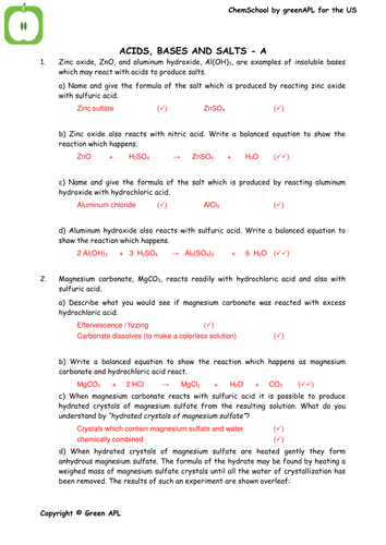 ChemSchool: Acids, bases and salts