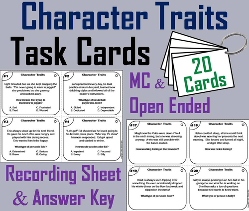 Character Traits Task Cards