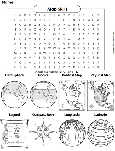 Map Skills Word Search
