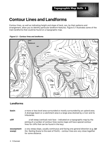 Topographic Map Skills 5 - Landforms by swintrek | Teaching Resources