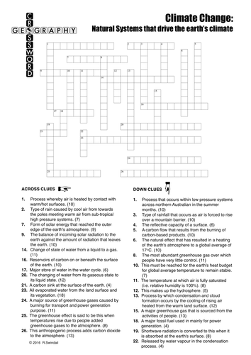 Crossword - Natural systems driving climate change