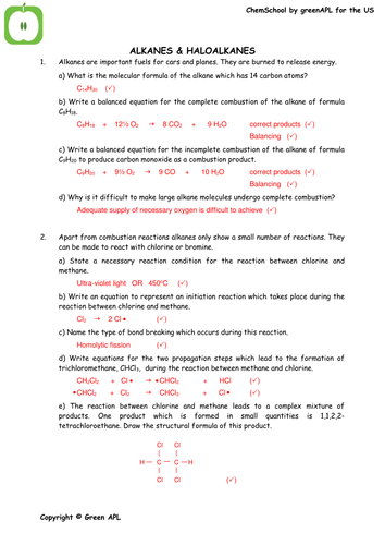 ChemSchool: Alkanes and haloalkanes