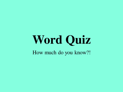 Interactive Word Quiz Starter for English/Form Time
