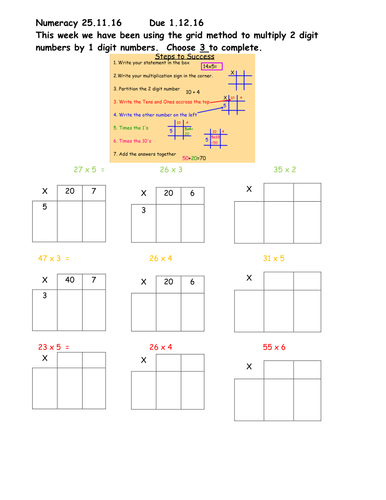 Grid Method Differentiated Homework