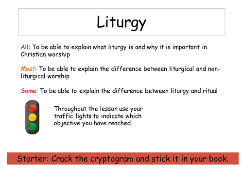 Liturgical worship - without lesson plan