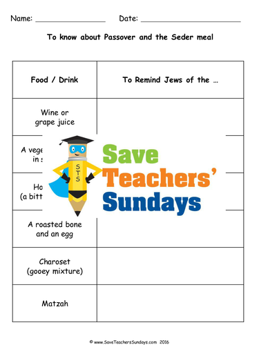 Passover KS1 Lesson Plan and Worksheets