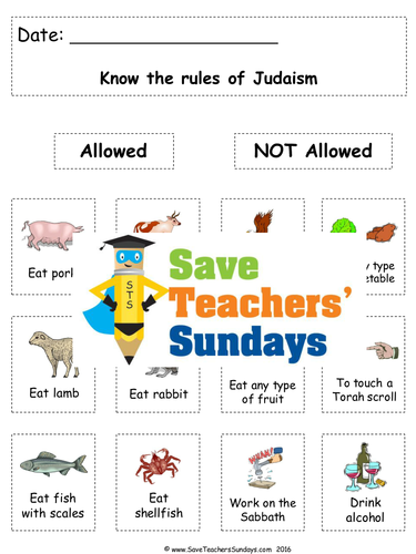 Rules of Judaism KS1 Lesson Plan and Worksheet / Activity