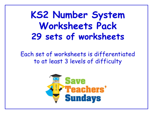 KS2 Number System Worksheets Pack (29 sets of differentiated worksheets)