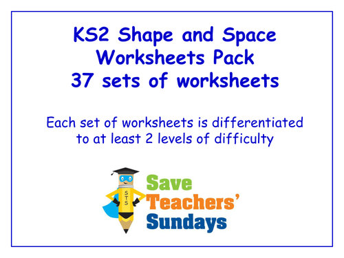 KS2 Shape and Space Worksheets Pack (37 sets of worksheets)
