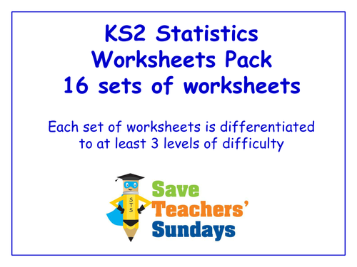 KS2 Statistics Worksheets Pack (16 sets of differentiated worksheets)
