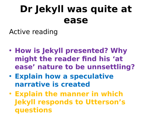 Jekyll and Hyde new specification Chapter 3 Dr Jekyll was quite at ease with structure strip