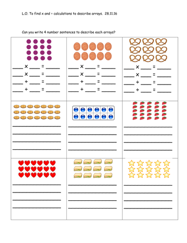 year 2 generating x and calculations from given arrays teaching resources