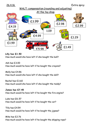 compensation rounding and adjusting for subtraction in