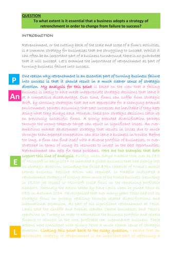 AQA A Level Business - PAnEL & AJIM Wall Display and Worked Colour Coded Exemplar