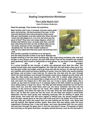 The Little Match Girl- Worksheet