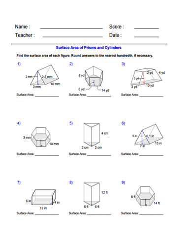 Surface Area of Prisms and Cylinders