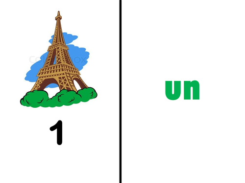 Primary French:  Numbers 1-10 picture pairs