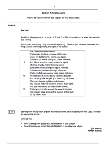 AQA English Literature Paper 1 Macbeth Revision How To Respond To 