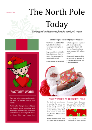 Christmas Newsletter with Publisher (KS2 / KS3)