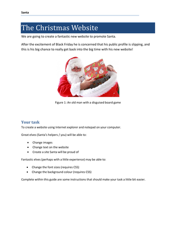 Santas website (HTML) Computing Christmas lesson
