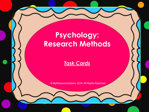 Psychology Research Methods Task Cards Teaching Resources