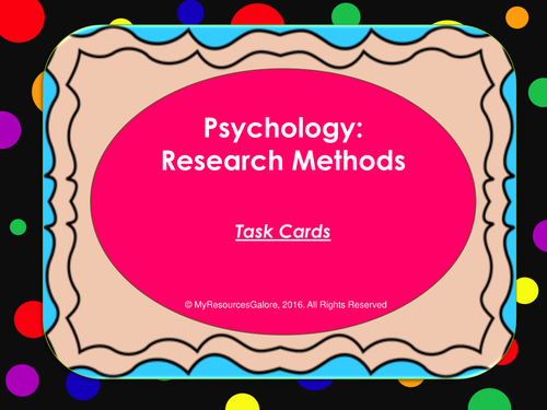 Psychology: Research Methods Task Cards