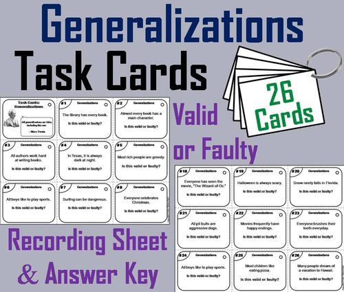 Generalizations Task Cards