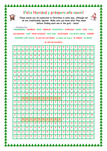 KS3 Spanish - mega Christmas wordsearch by mcryork - Teaching Resources